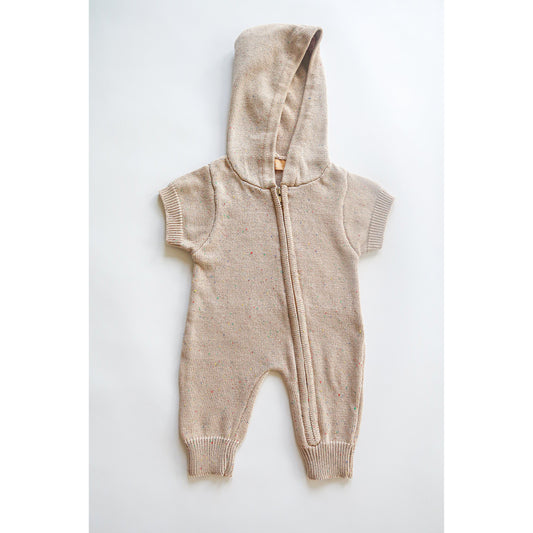 Short sleeve hooded jumpsuit